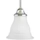 1 Light 100W Mini Pendant with White Etched Glass Brushed Nickel-PP509609